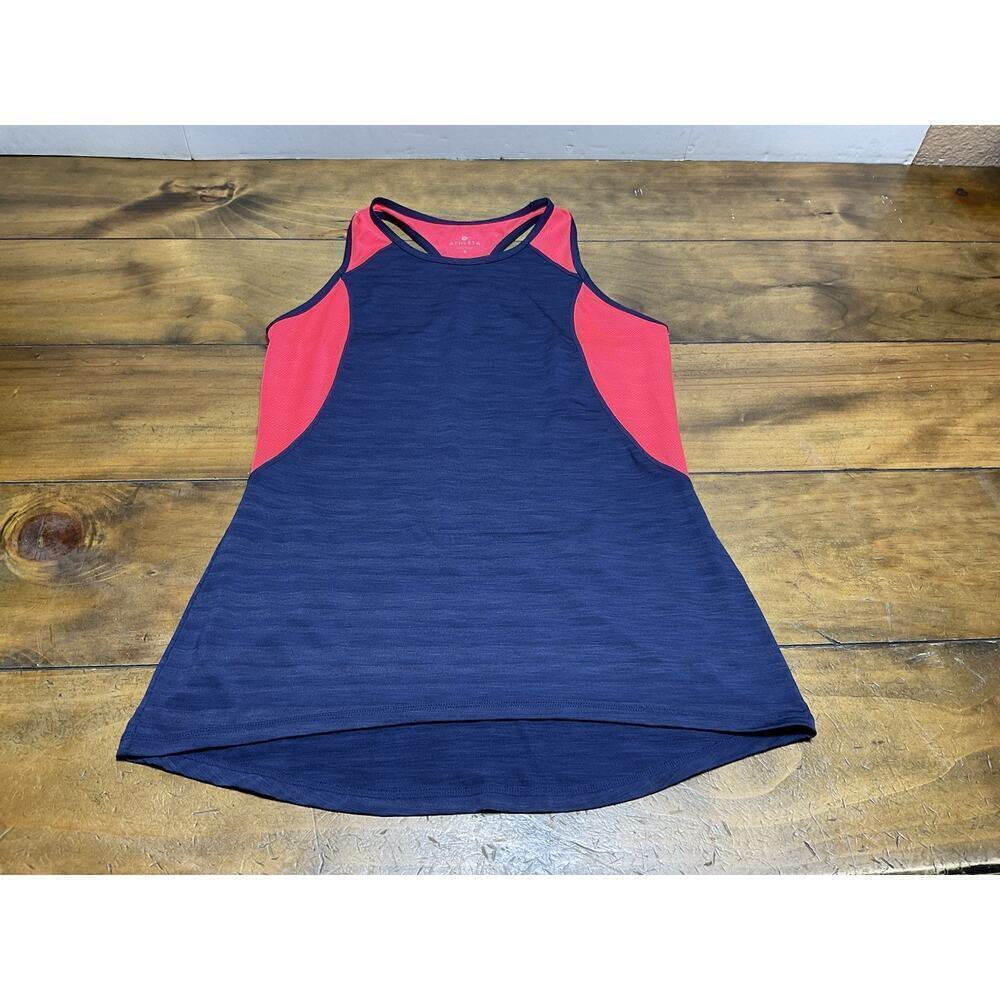Athleta Women’s Racerback Tank Top Size Small Pink Blue Mesh Panels